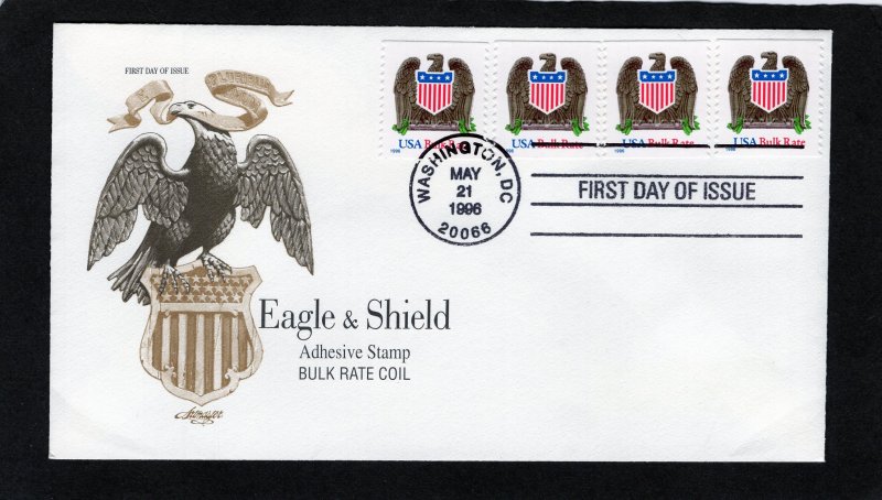 2907 Eagle & Shield, FDC coil strip/4 Artmaster