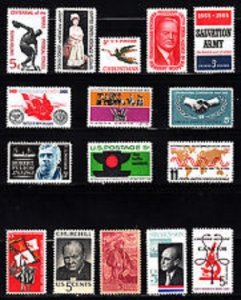 U.S COMMEMORATIVE YEAR SET 1965 16 STAMPS SCOTT 1261-1276 MINT NH