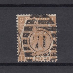 GB QV 1872 6d Pale Buff SG123 Fine Used BP9705