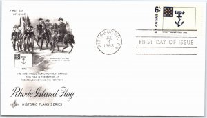 1968 FIRST DAY COVER AMERICAN FLAG SERIES ARTCRAFT CACHET RHODE ISLAND FLAG