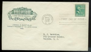 UNITED STATES FDC 20¢ Prexy 1938 Farnam