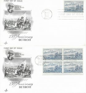 1951 FDC, #1000, 3c Kansas City Centennial, Art Craft, single/block of 4