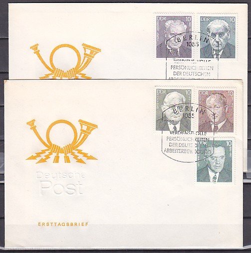 German Dem. Rep. Scott cat. 2249-2253. Working Class Leaders. First day cover.