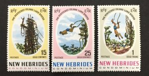 New Hebrides (Fr) 1969 #154-6, Land Divers, MNH.