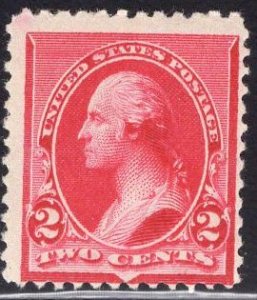 US Stamp Scott #220 2c Carmine Mint NH SCV $60. Blazing Color.