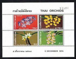 THAILAND 1974 Orchids miniature sheet MNH -.................................J262 