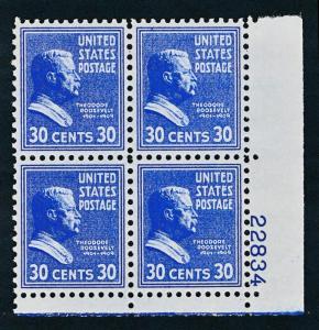 UNITED STATES 830 MNH VF, PLATE BLOCK OF 4