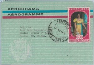 74553 - VENEZUELA - POSTAL HISTORY -  Stationery AEROGRAMME  to SPAIN  1973