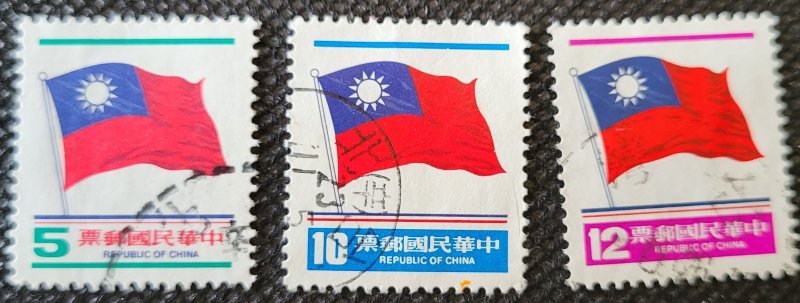 China, ROC, 1978-80, short set of Taiwan Flags,$5-$12, used, SCV$.75
