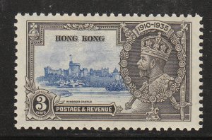 Hong Kong 1935 Sc 147 Silver Jubilee 3c MNH