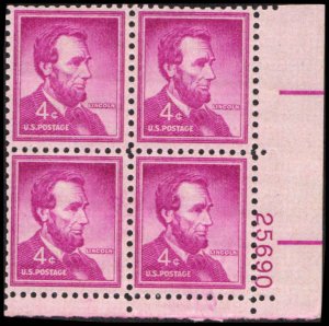 US #1036a LINCOLN MNH LR PLATE BLOCK #25690