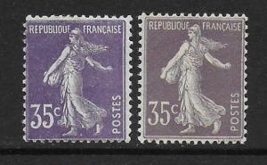 France 1906-37 Sower 35c Violet #175, Typ II, Typ I F/VF-H CV $158.25