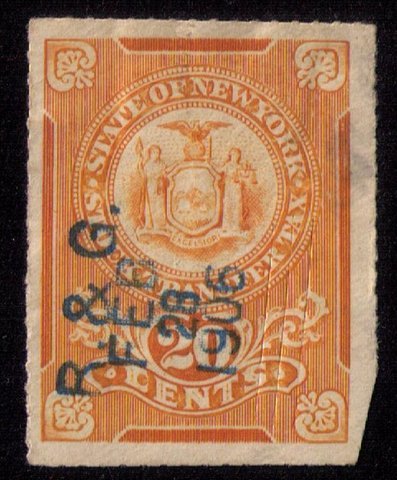 1905 New York Stock Transfer Tax Stamp (Rouletted 12) Org Ylw F-VF-LOWER R FAULT