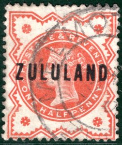 South Africa ZULULAND QV Jubilee ½d Vermilion *MELMOTH* CDS GB Overprint HPR134