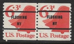 MNH US Bureau Precancels: NY; Flushing #1518a–81 6.3¢ Bell Gap Pair