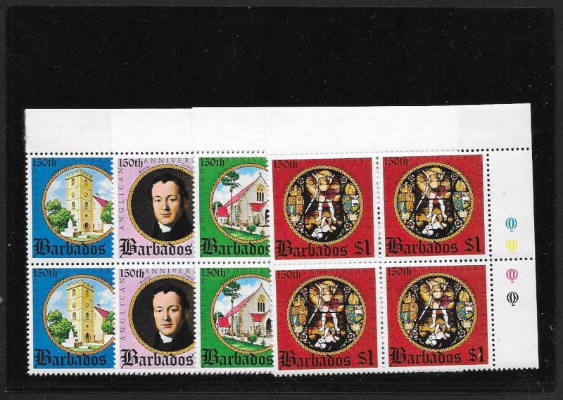 BARBADOS Sc#420-423 Complete Mint Never Hinged Set BLOCKS of 4