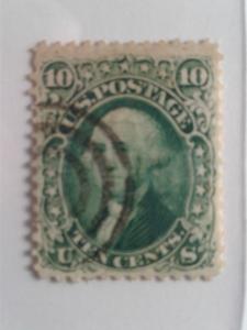 SCOTT # 68 USED BULLS EYE CANCEL WASHINGTON CIVIL WAR RARE !! GREAT CENTERING !!