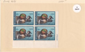 U.S.: Sc #RW46, $7.50 Green-Winged Teal, Duck Stamp, P# B4, MNH (F32679)