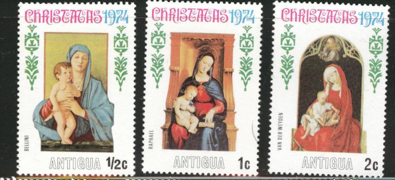 ANTIGUA Scott 353-355 MNH** Christmas 1974 short set