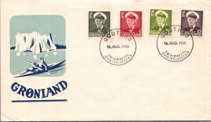 SCHALLSTAMPS GREENLAND 1950 CACHET FDC COVER COMM CANC GODTHAB UNADDR