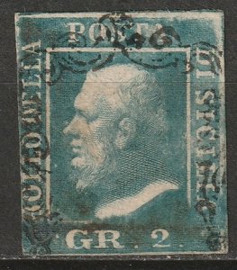 Italy Sicily 1859 Sc 13c Two Sicilies used greenish blue