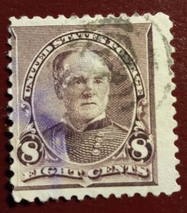 US Scott #225 Used Fine w/2 colored cancels 1893