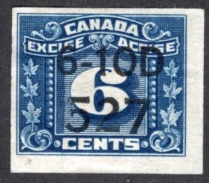 van Dam FX100, 6c, Imperforate Excise Revenue with tobacco date code, Canada