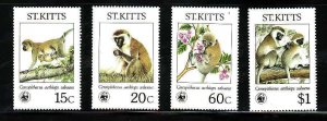St. Kitts-Sc#189-92- id7-unsed NH set-Green Monkeys-WWF-1986-