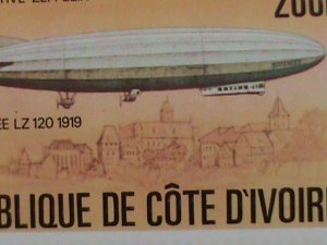 1977-IVORY COAST STAMP: SC#443A HISTORY OF THE ZEPPELIN SERIES IMPERF:-MNH S/S