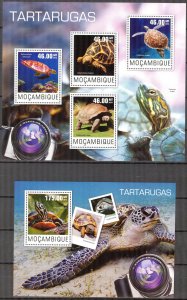 Mozambique 2014 Reptiles Turtles (2) Sheet + S/S MNH