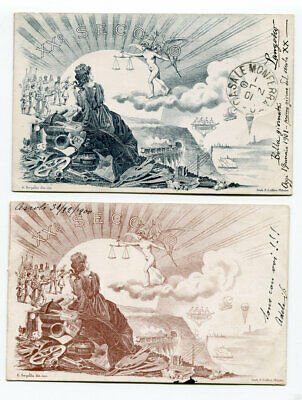 1900 Two monochrome postcards XX Century