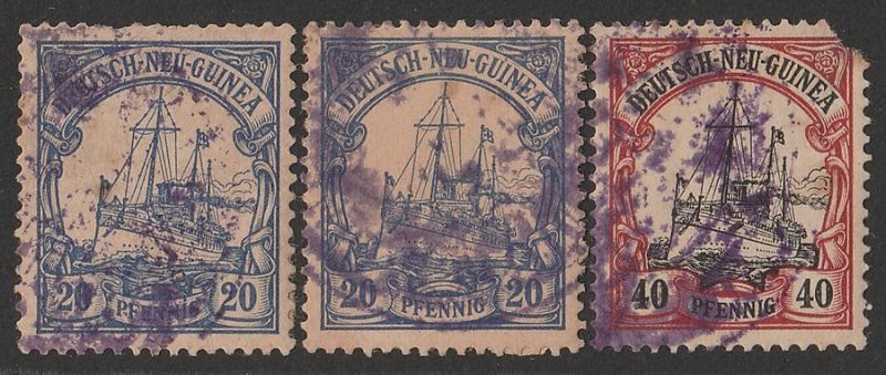 NEW GUINEA - GERMAN Postmarks Rabaul & Kawieng negative seals on Yachts. 