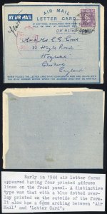 Egypt to England 1944 Censored Letter Sheet