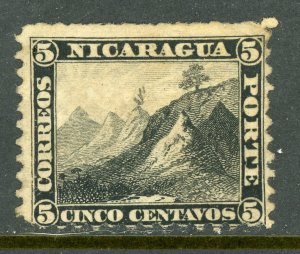 Nicaragua 1869 Momotombo  5¢ Black Scott #5 Mint Z421 ⭐