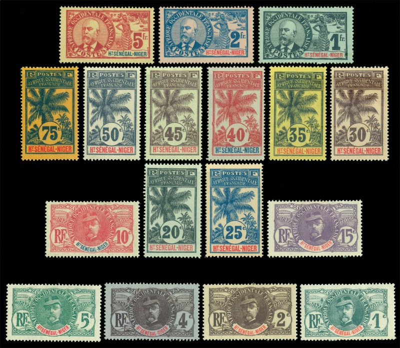 French Colonies - UPPER SENEGAL & NIGER 1906-07  Pictorial set  Sc# 1-17 mint MH