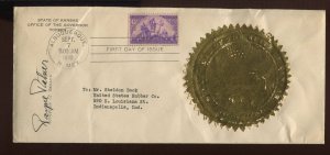 Payne Ratner Kansas Governor Signed Cover 928u