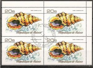 GUINEA 736 USED 1977 20s SEA SHELLS BLOCK CV $5.00