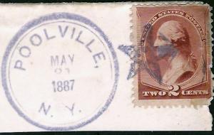 US 1870s Stamp on  Piece w/ Poolville, NY Fancy Cancel & Validating CDS...[SG]