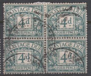 Great Britain Sc#J6 Block of 4 Used