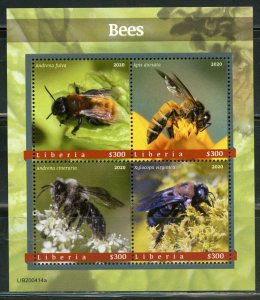 LIBERIA 2020 BEES SHEET MINT NEVER HINGED