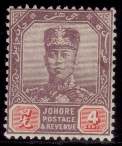 MALAYSIA - Johore GV SG108, 4c purple & carmine, M MINT.