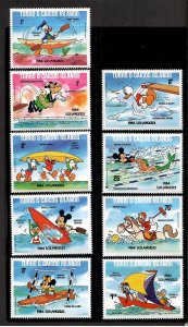 Turks and Caicos 1984 - Disney Olympic - Set of 9 Stamps - Scott #619-27 - MNH