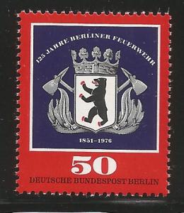 GERMANY, BERLIN 9N387, BERLIN FIRE BRIGADE EMBLEM, MINT NEVER HINGED, 1976