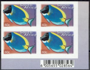 SOUTH AFRICA 2000 FISH 60C ERROR IMPERF BLOCK MNH **