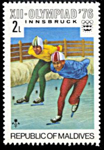 Maldive Islands 614, MNH, Innsbruck Winter Olympics, Speed Skating