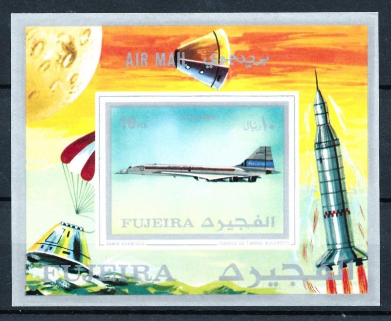 [93544] Fujeira 1971 Aviation Concorde Airplane Imperf. Sheet MNH