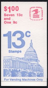 SC#BK131 Booklet: 13¢ Flag Over Independence Hall & 9¢ Capitol Dome (1977) MNH