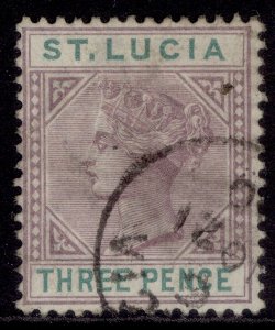 ST. LUCIA QV SG40, 3d dull mauve & green, FINE USED. Cat £23. DIE I CDS