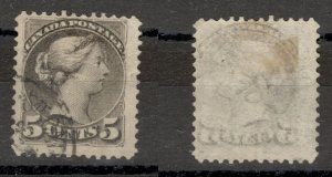 CANADA - USED STAMP, 5 cent - QUEEN VICTORIA - ERROR - ABKLATSCH