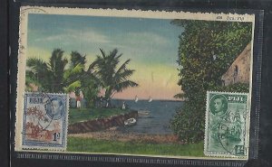 FIJI ISLANDS COVER (P0212B) KGVI 1/2D+1D ON PPC TO CZECHOSLOVAKIA 